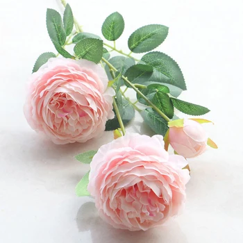 3 Hlavy Pivónia Falošné Kvety Kytice Oz Ružová, Biela Záhrada Svadobné Dekorácie Domov Umelý Kvet
