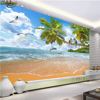 Beibehang Vlastné Seascape Coco Papagáj tapety na steny 3 d Šírku Maledivy, TV joj, 3D Stenu, tapety na obývacia izba