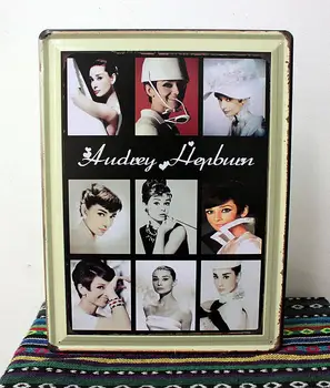30pcs/veľa Kovu Prihlásiť ošumelé elegantné Audrey Hepburn Tin znaky Umenia Vianočné dekorácie Dom Cafe Bar Vintage železa maľovanie N-23 Mix