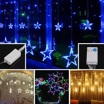 138 Led Žiarovky Romantický Hviezdy Modelovanie LED Vianočné Optické String Blikajúce Svetlo Vianočné Shinning String Led 4 Rôzne Druhy