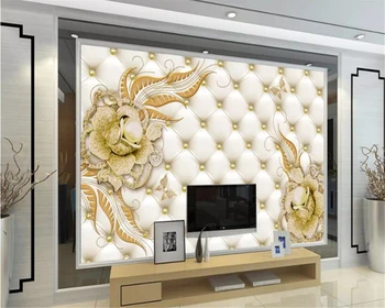 Beibehang Vlastné 3d tapeta nástenná maľba 3d Zlaté Šperky Kvet Soft Pack, Šperky, TV joj, Steny, tapety pre obývacia izba