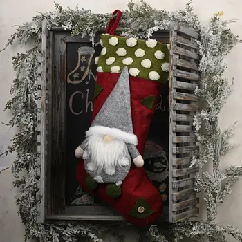 Vianočné Pančuchy Vianočné Cukrovinky, Darček Taška Gnome Santa Prívesok Lesa Štýl Plyšové Anonymný Bábika Vianočné Pančuchy & Darček