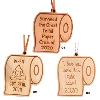 1pcs Drevené Pamätník Toaletný Papier Prívesok DIY Okna Visí Ozdoby, Vianočné Ozdoby Strany Domáce Dekorácie Dodávky