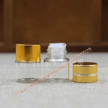 1 ml jasné, esenciálny olej, fľaša s zlata(hladký/linka) skrutkovacím viečkom+insert,mini nádoba,vzorka/sklenené fľaše,kozmetické kontajner