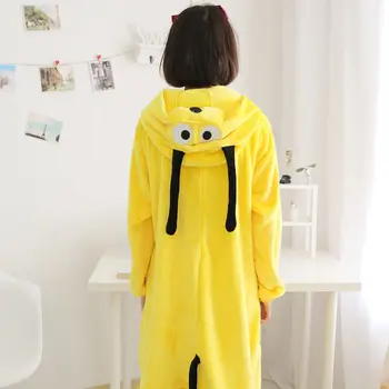 Dospelých Zvierat Kigurumi Yellow Dog Pyžamo Sady Sleepwear Cosplay Zips Onesie Kapucňou Ženy Muži Zimné Unisex Cartoon Pyžamá