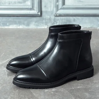 Anglicko luxusné módne mužov členková obuv krava kožené topánky vonku kovboj chelsea boot špicaté-špice obuvi bota masculina sapato muž