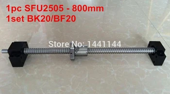 1pc SFU2505 - 800mm ballscrew s end obrábané + 1set BK20/BF20 Podporu CNC Časti