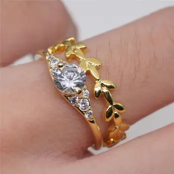 PINKSEE Ženský Prsteň Luxusná Zlatá Farba Vintage Prsteň Svadobné Kapela Sľub Zásnubné Prstene Pre Ženy
