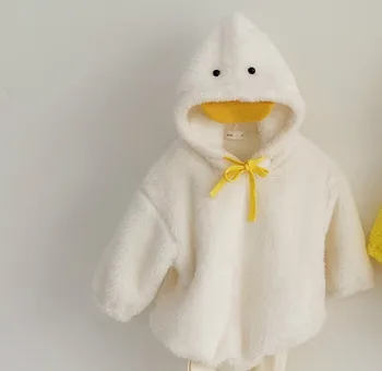 Baby Kombinézu 2020 Nové Jesenné a Zimné Kapucňou Romper Malé Žlté Kačice Baránok Vlna Von Oblečenie Baby Kombinézu