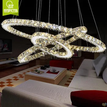 Moderné Chrome Luster Kryštály Diamantový Prsteň LED Lampa Nerezové Závesné Svietidlá Nastaviteľné Cristal LED Lesk