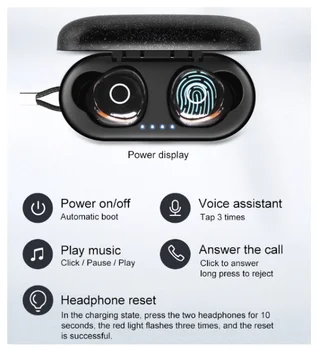 Ovevo Nové Q65 TWS bluetooth 5.0 Slúchadlá hi-fi Smart Touch Stereo Headset IPX7 Nepremokavé Dvojstranných Hovorov Stereo Nabíjanie Box
