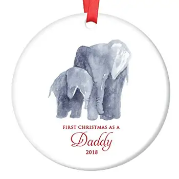 Nový Otecko Vianočné Keramiky Ornament 2018,Prvé Vianoce ako Ocko,Baby & Papa Slon Porcelánové Ozdoby