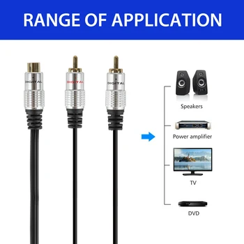 Vysoko kvalitný 2 RCA Mužov a 1 Žena-Y Splitter Kábel Adaptéra/Lead-Subwoofer Zvukové Split Cable drop shipping
