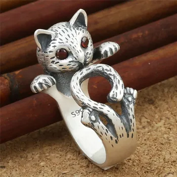 Vintage Punk Kitty Snubný Prsteň Boho Chic Koleno Zvierat Mačka Prstene Pre Ženy, Mužov Módne Šperky