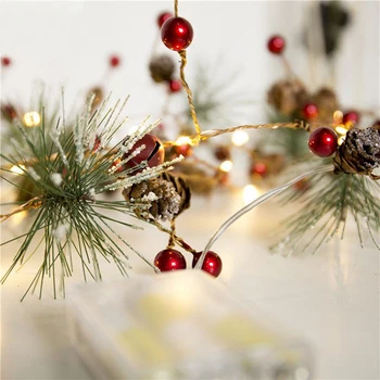 Ozdoby na vianočný Stromček, Vianočné Ozdoby 2m 20 Led Medený Drôt Borovicová Šiška Star String Svetlá Vianoce