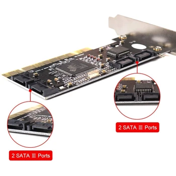 4 Porty PCI SATA Raid Radič Vnútorného Rozširujúca Karta s Dvoma Sata Káble, pre Stolné PC,Podpora SATA Pevný Disk