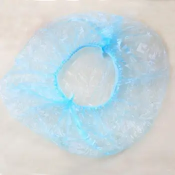 100ks Jasné Jednorazové Plastové sprchovým Kútom, Čiapky pre spa Vlasy Salon Pre Hotel/Domáce Použitie (Modrá)