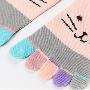 Ženy Farebné Patchwork Prst Ponožky Päť Prstov Ponožky Bavlna Zábavné Ponožky Roztomilý Prst Rôzne Farby, Pohodlné, Priedušné Ponožky