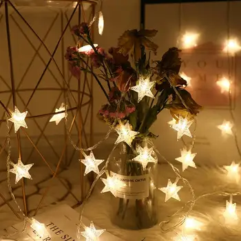 Taoup 2m Teplá Biela Pentagram Star LED Svetlo, Svadobné Dekor Príslušenstvo LED Light Decor pre Domáce Romantické Kvety Svetlo pre Domáce