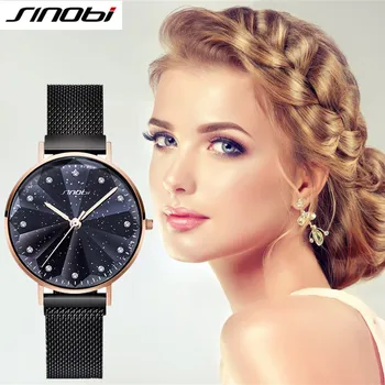 SINOBI Nové Módne Hviezdne Nebo dámske hodinky Luxusné Zlaté dámske Magnet Pracky Quartz Náramkové Hodinky Geneva Relogio 2019 Dary