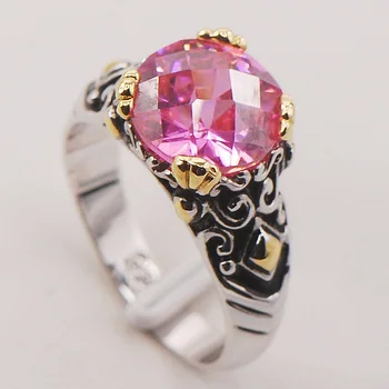 Ružový Kryštál Zirkón Ženy 925 Sterling Silver Ring F686 Veľkosť 6 7 8 9 10