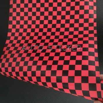 10/20/30/40/50/58X152CM Kockovaná Black Red White Kamufláž Vinylové Nálepky Kotúča, Pre Závodný Motocykel, skúter Bicykli Auto Zábaly