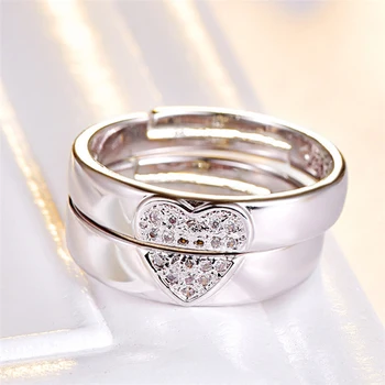 Osobné Nehrdzavejúcej Ocele Srdce Pár Nastaviť Promise Ring - Srdce Šperky, Jeho a Jej Prsteň, Alternatívne Zapojenie Svadbu