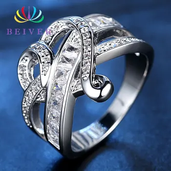 Beiver Srdce a X Tvar Prstene pre Ženy Móda AAA Zirkón Zásnubný Prsteň, Šperky Drop Shipping
