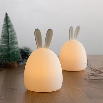 7 Farby Silikónové Bunny Lampa LED Nočné Svetlo LovelyRabbit USB Nabíjateľné Dotykový Snímač Farebné Nočné Lampy, Dekorácie, Darčeky