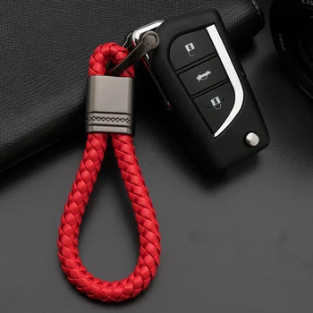 Móda Kov+Kožené Auto Kľúčom Key Krúžky Väzbe Príručka Kľúča Držiteľa Ženy Muži Na Mazda Renault, Toyota Lada Volvo Auto Príslušenstvo