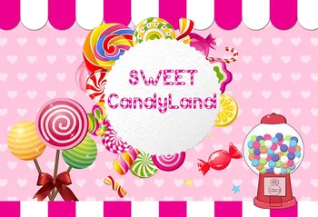 Sladké Candyland Fotografie Pozadie Baby Sprcha Dievčatá Narodeninovej Party Foto Pozadie Ružová Sladké Photo Booth Prop