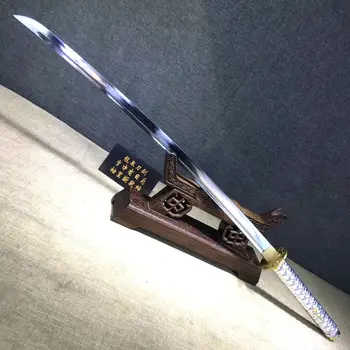 Biela Japonský Katana Štýl Meč kampilan Mangánovej ocele Čepeľ falchion nôž-hrana