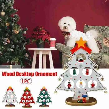 Vianočný Stromček Ploche Ornament S Žehlička Bell DIY Strom Ornament Vianočné Dekorácie Strany Úradu Dreva Vianočný Stôl A3L9