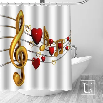 Vlastný Sprchový Záves hudba berie na vedomie, Kúpeľňa Záclony Vysoko Kvalitný Polyester Vaňa Opony Domov Hotel Kúpeľňa Dekorácie