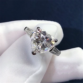 Milovníci Promise Ring Srdce rezu 12 mm Dianomd cz 925 Sterling Silver Zapojenie Svadobné Kapela Prstene pre ženy Šperky
