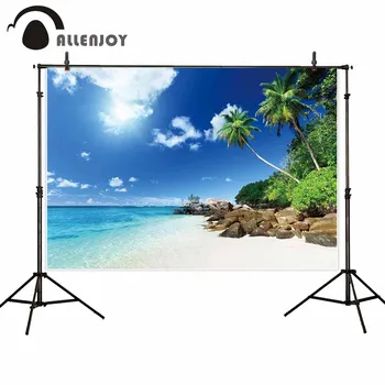 Allenjoy fotografie pozadie Lete modrá obloha, more, slnečné pláže, kokosové strom v pozadí photophone photocall photo studio prop