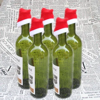 Vianočné Fľaša Spp candy spp Dekorácie, Vianočné Dekorácie Pre Domov Santa Claus Fľaša Vína Kryt Oblečenie Nastaviť Klobúk Spp 30%