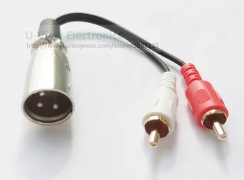 XLR 3Pin Muž Red White Dual RCA Samec Konektor Audio Reproduktorov AMP Y Kábel Asi 15M/Doprava Zdarma/12PCS