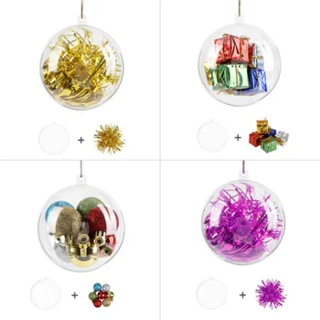Transparentné Akrylátové Otvoriť Plastové Vianočné Ozdoby Loptu Jasné Čačky Ornament Darček Prítomné Políčko Domáce Dekorácie