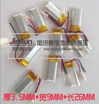 Paketové 3,7 V polymerizo vaných parne lítiové batérie, 350926 90MAH malé hračky, MP3, MP4 Bluetooth malá LED lampa