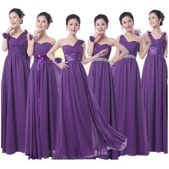 2016 hot Royal Purple Bridesmaid, Šaty Dlhé formálne Šifón A-Line Tmavo Fialová Bridesmaid, Baklažán Party Šaty doprava Zadarmo