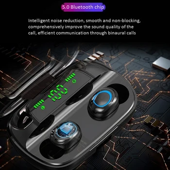 S11-TWS Bluetooth Headset 5.0 Wireless Dual In-Ear Digitálny Displej Stereo Športové IPX7 Vodotesné Slúchadlá 3500 MAh