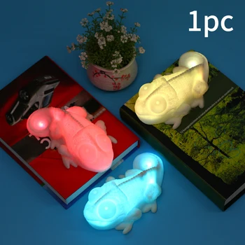 Farby 3D Chameleon Stôl Posteli USB Nabíjateľné Roztomilý Darček LED Nočné Svetlo Domova Vinyl Atmosféru Lampa Spálne