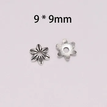 50pcs/Veľa 9mm Tibetskej Starožitné Hexagram Kvet Voľné Sparer Konci Guľôčky Spp Pre KUTILOV, Šperky, Takže Nájsť Náušnice, Náramok