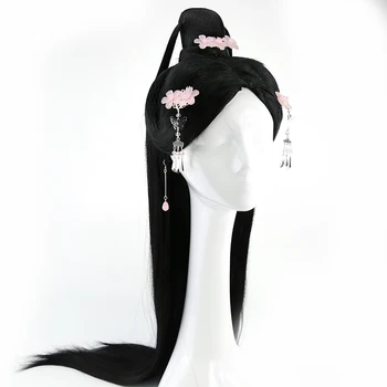 čierna krásna princezná vlasové produkty šermiar cosplay pre ženy víla cosplay vlasy dávnych dynastie nosenie príslušenstvo