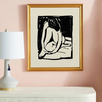 Abstrakt Atrament Maľovanie na Plátno, Vytlačí Žena Maľovanie Minimálne Umenie Tlače Čiernej a Steny Domov Dekor Biela Moderný Minimalistický Plagát