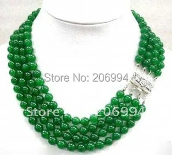 Veľkoobchod Očarujúce 4 riadku 8 mm zelený kameň korálky náhrdelník módne šperky