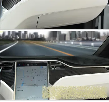 3ks/Set palubná doska Carbon Fiber Samolepky Pre Tesla Model X S 2016 2017 2018 2019 Odtlačkový Chránič Interiérové Lišty Príslušenstvo