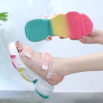 Športové sandále ženy 2020 lete nové módne hrubé-soled topánky zvýšený muffin spodnej sandále dámske topánky
