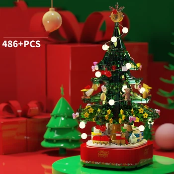 486pcs Tvorca Vianočnej Hudby Osvetlenie Strom Stavebné Bloky s LED Nápady Tehly Vzdelávacie Hračky Pre Deti Vianočný Darček